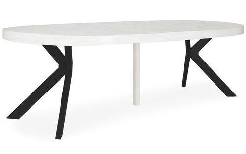 Table extensible 4 à 12 personnes bois blanc et pieds métal noir L 110 à 260 cm Marine - Photo n°3; ?>
