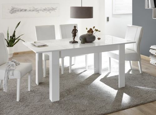 Table extensible 4 à 6 personnes L 137 à 185 cm laqué blanc brillant Zebre - Photo n°2; ?>