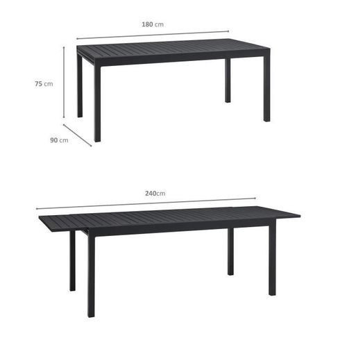 Table extensible 6 a 10 personnes - 180 -240 x 90 cm - Aluminium Gris - Photo n°2; ?>