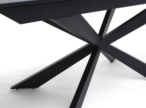 Table extensible 6 à 10 personnes L 160 à 200 cm verre laqué noir et pieds métal noir Okebi - Photo n°3; ?>
