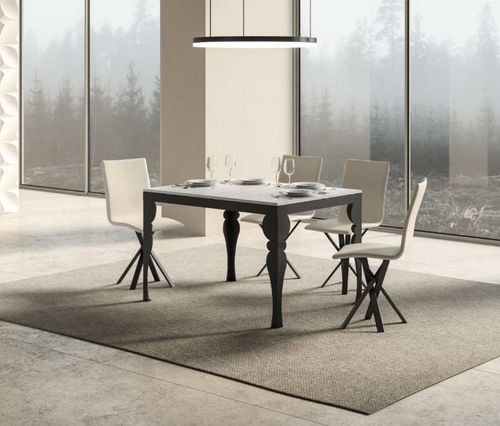Table extensible 6 à 10 places L 120 à 224 cm bois blanc et pieds gris foncé Patone - Photo n°3; ?>