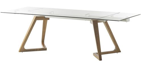Table extensible 6 à 10 places L 160 à 240 cm verre et pieds frêne massif clair Greta - Photo n°2; ?>
