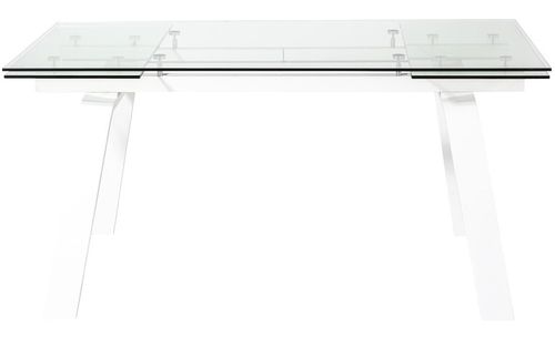Table extensible 6 à 10 places L 160 à 240 cm verre et pieds métal blanc Mono - Photo n°3; ?>
