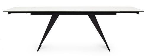 Table extensible 6 à 12 places en céramique blanc et acier noir Bakoa 160/240 cm - Photo n°3; ?>