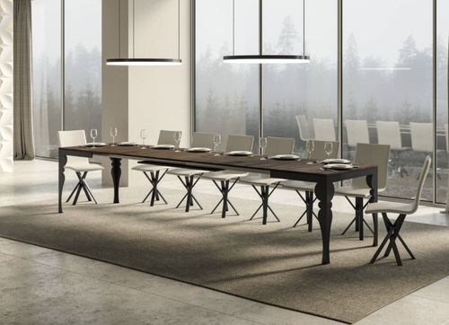 Table extensible 6 à 16 places L 120 à 380 cm marron et pieds gris foncé Patone - Photo n°2; ?>