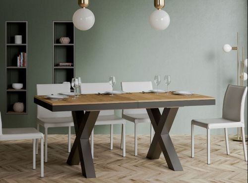 Table extensible 6 à 18 places L 160 à 420 cm bois clair et cadre métal gris foncé Tsara - Photo n°3; ?>