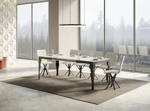 Table extensible 6 à 20 places L 160 à 420 cm blanc et pieds gris foncé Patone - Photo n°3; ?>