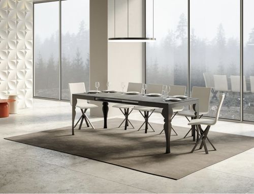 Table extensible 6 à 20 places L 160 à 420 cm gris ciment et pieds gris foncé Patone - Photo n°3; ?>