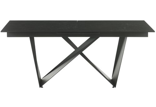 Table extensible 8 à 12 places L 180 à 230 cm verre effet marbre noir et pieds métal noir Matis - Photo n°2; ?>