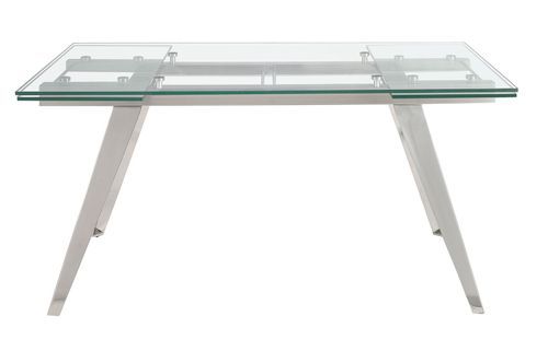 Table extensible Arkia 160/240 cm - Plateau verre trempé et pieds acier chromé - Photo n°3; ?>