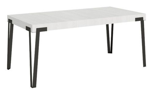 Table extensible blanc et pieds métal anthracite L 160 à 264 cm Konta - Photo n°3; ?>