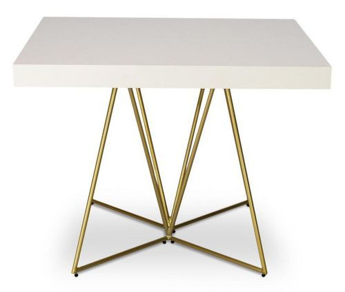 Table extensible bois blanc et pieds métal doré Neui 90/240 cm - Photo n°2; ?>