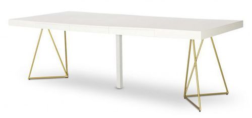 Table extensible bois blanc et pieds métal doré Neui 90/240 cm - Photo n°3; ?>