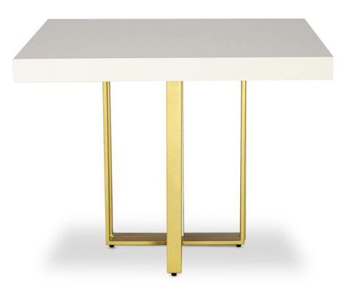 Table extensible bois blanc et pieds métal doré Tessa 90/240 cm - Photo n°2; ?>