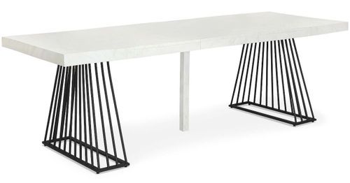 Table extensible bois blanc et pieds métal noir 4 à 10 personnes L 100 à 240 cm Loïs - Photo n°3; ?>
