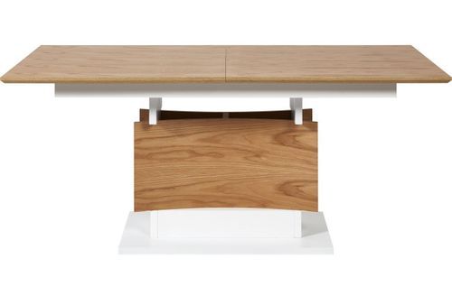 Table extensible bois chêne clair et laqué blanc Yaga 180/230 cm - Photo n°2; ?>