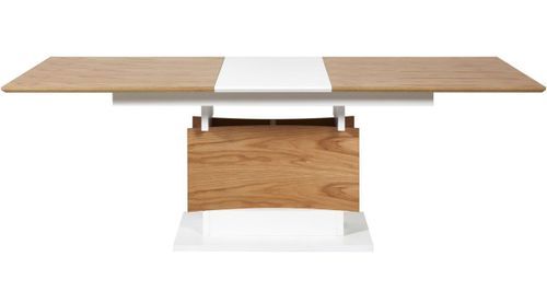 Table extensible bois chêne clair et laqué blanc Yaga 180/230 cm - Photo n°3; ?>