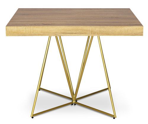 Table extensible bois chêne clair et pieds métal doré Neui 90/240 cm - Photo n°2; ?>