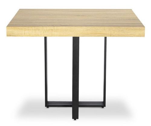 Table extensible bois chêne clair et pieds métal noir Tessa 90/240 cm - Photo n°2; ?>