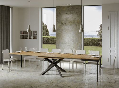 Table extensible bois clair et cadre anthracite 180/440 cm Klass - Photo n°3; ?>