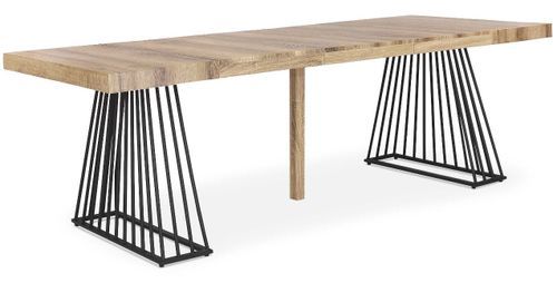 Table extensible bois clair et pieds métal noir 4 à 10 personnes L 100 à 240 cm Loïs - Photo n°3; ?>