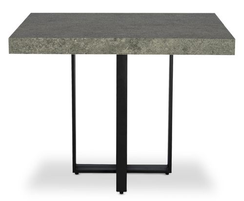 Table extensible bois effet béton et pieds métal noir Tessa 90/240 cm - Photo n°2; ?>