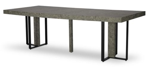 Table extensible bois effet béton et pieds métal noir Tessa 90/240 cm - Photo n°3; ?>