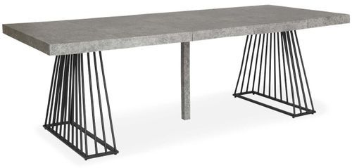 Table extensible bois gris et pieds métal noir 4 à 10 personnes L 100 à 240 cm Loïs - Photo n°3; ?>