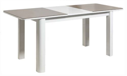 Table extensible bois laqué blanc et verre taupe Pasy - Photo n°2; ?>