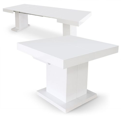 Table extensible bois laqué blanc Klassi 100/250 cm - Photo n°3; ?>