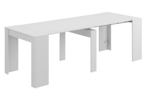 Table extensible bois melamine blanc Robas 51/237 cm - Photo n°2; ?>