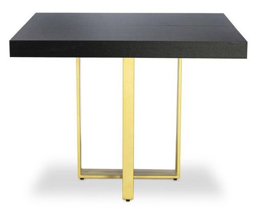 Table extensible bois noir et pieds métal doré Tessa 90/240 cm - Photo n°2; ?>