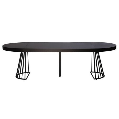 Table ronde extensible bois noir et pieds métal Erry 110/260 cm - Photo n°2; ?>