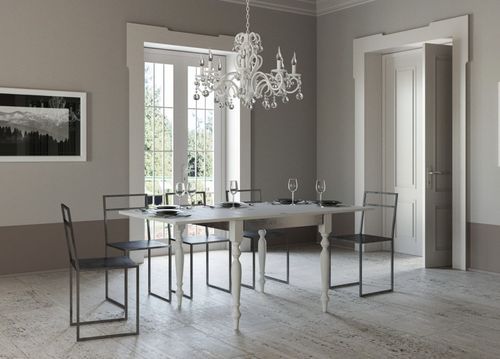 Table extensible carrée 4 à 8 places L 90 à 180 cm bois blanc Romencia - Photo n°3; ?>