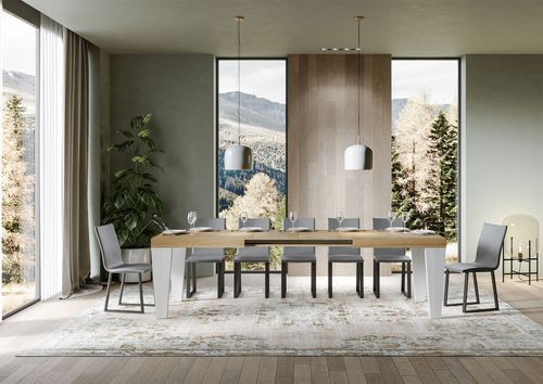 Table extensible chêne naturel et pieds bois blanc 6 à 20 places Kristo 180 à 440 cm - Photo n°3; ?>