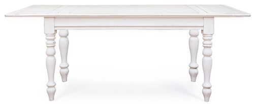Table extensible de 150 cm en bois de manguier blanc patiné Kolita 150/195/240 cm - Photo n°2; ?>