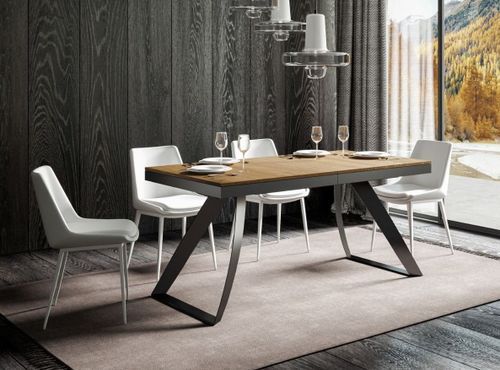 Table extensible design 8 à 20 personnes bois clair et pieds métal incurvés anthracite L 180 à 440 cm Volta - Photo n°3; ?>