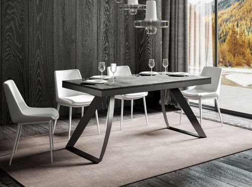Table extensible design 8 à 20 personnes gris et pieds métal incurvés anthracite L 180 à 440 cm Volta - Photo n°3; ?>