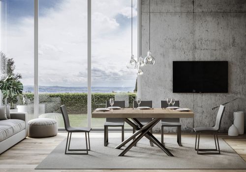 Table extensible design pieds arrondis entrelacés anthracite Zeus - Photo n°2; ?>