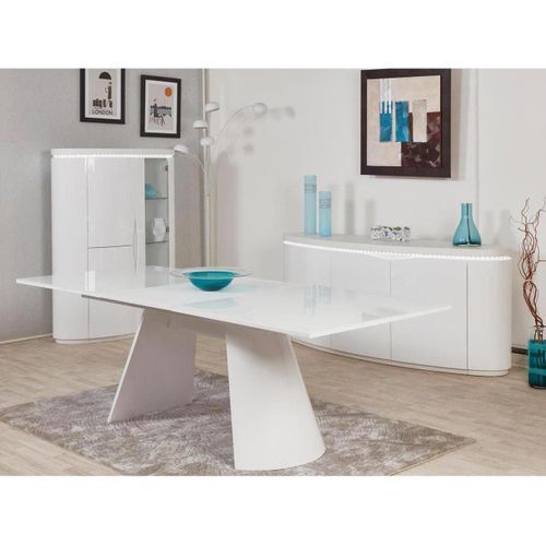 Table extensible design laqué blanc 200/260 cm Eklips - Photo n°3; ?>