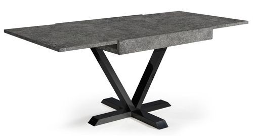 Table extensible effet béton et métal noir Handle 90/180 cm - Photo n°3; ?>
