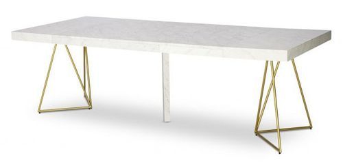 Table extensible effet marbre blanc et pieds métal doré Neui 90/240 cm - Photo n°3; ?>