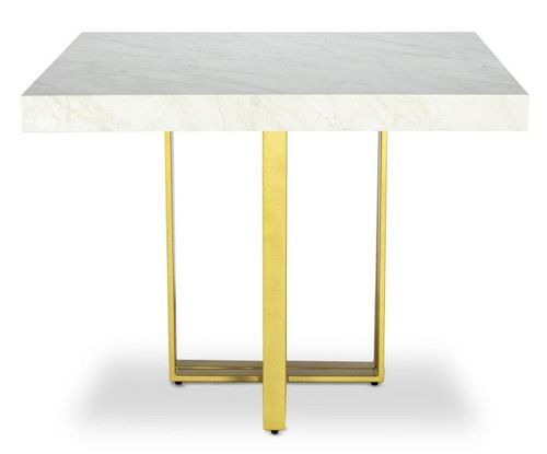Table extensible effet marbre blanc et pieds métal doré Tessa 90/240 cm - Photo n°2; ?>