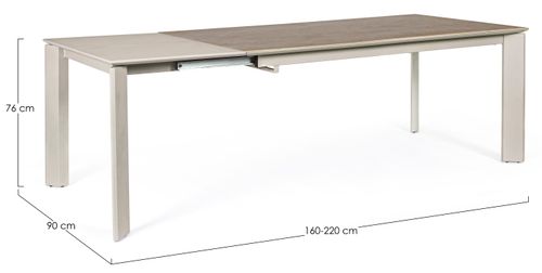 Table extensible en acier et céramique gris Bary L 160/220 cm - Photo n°3; ?>