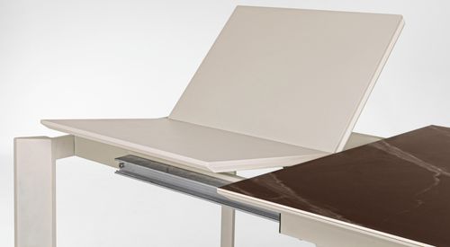 Table extensible en acier et céramique taupe Bary L 160/220 cm - Photo n°3; ?>