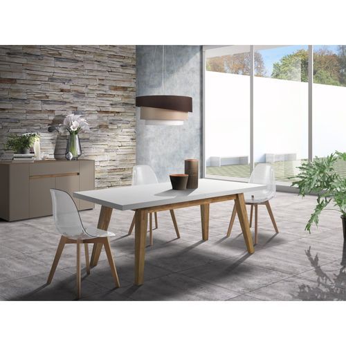 Table extensible en bois de chêne blanc et bois clair Adile L 180/360 cm - Photo n°3; ?>