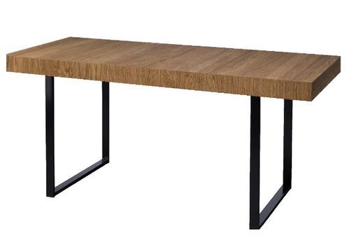 Table extensible en bois de chêne miel et acier noir Mazora 160 à 220 cm - Photo n°3; ?>