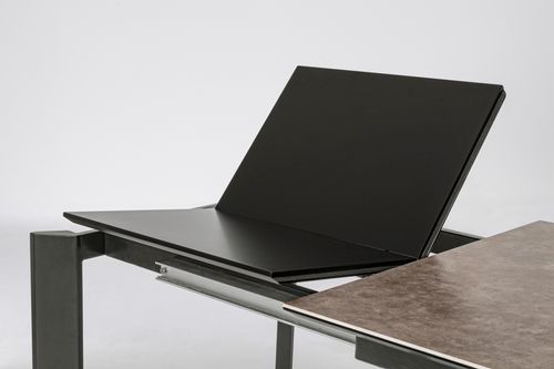 Table extensible en céramique marron et acier noir Kerry 140/200 cm - Photo n°3; ?>
