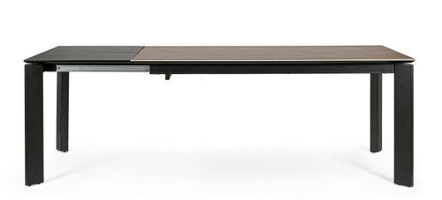 Table extensible en céramique marron et acier noir Kerry 160/220 cm - Photo n°3; ?>