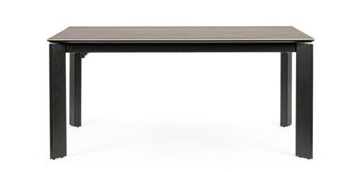 Table extensible en céramique marron et acier noir Kerry 160/220 cm - Photo n°2; ?>